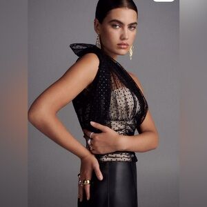 Anthropologie Layered-Tulle Corset Top